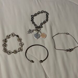 Elegant Silver Charm Bracelet Set
